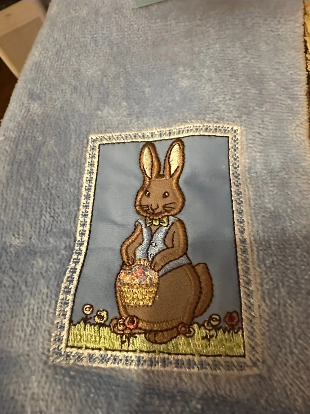 Easter Bunny Embroidered Kitchen Towels - Pastel Blue, Yellow, Pink - Unbranded
